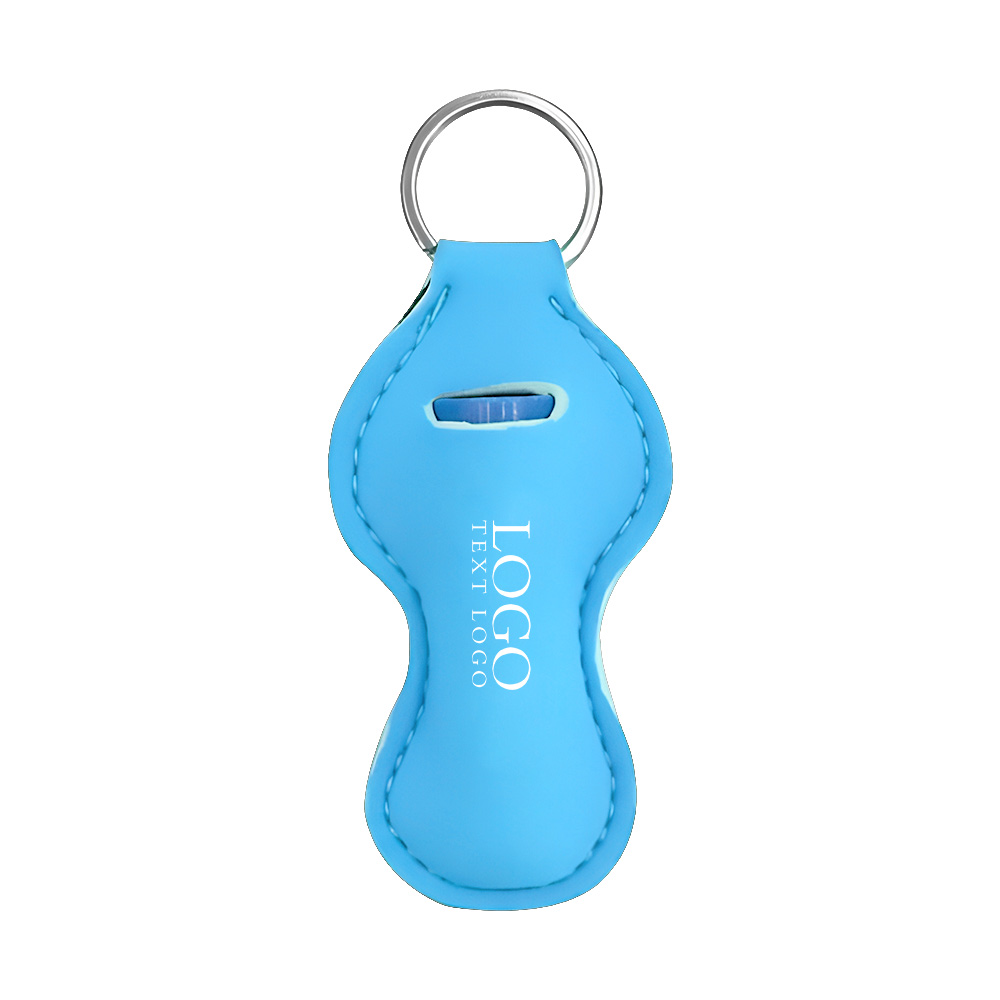Chapstick Holder Keychain Blue with Logo