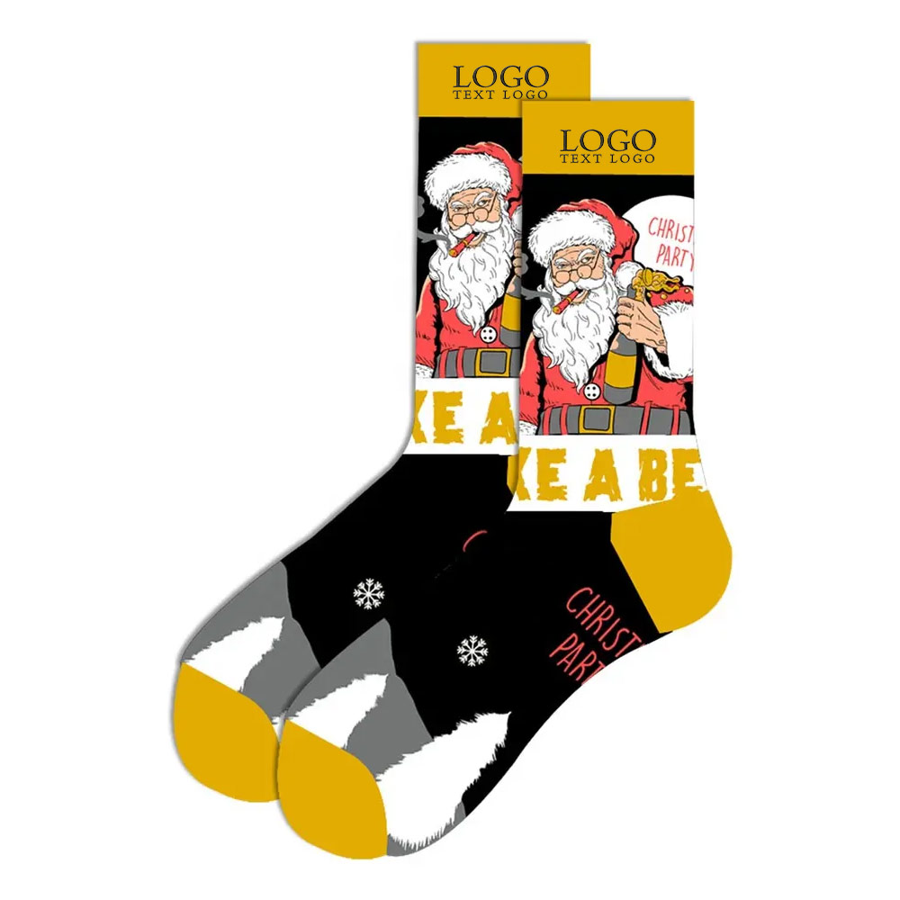 Colorful Christmas Socks Yellow Black with Logo