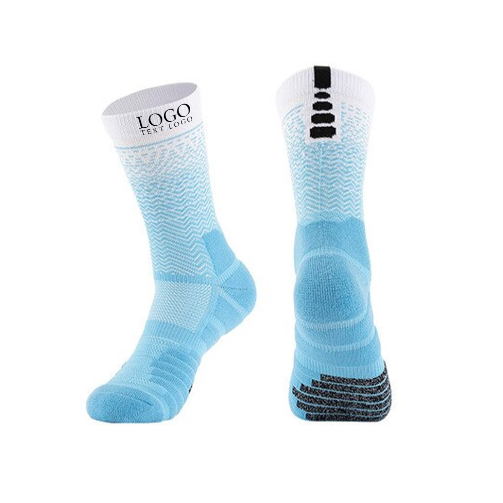 Cushioned Athletic Basketball Socks Blue White with Logo