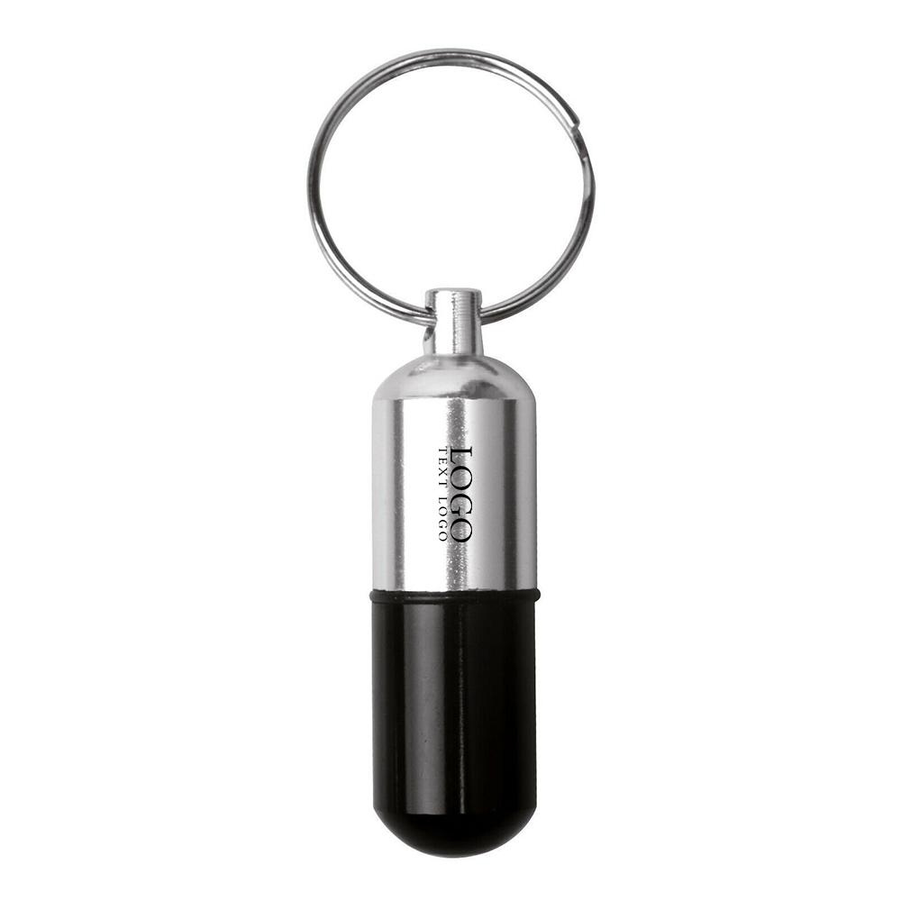 Custom Aluminium Pill Case Keychain Black with Logo