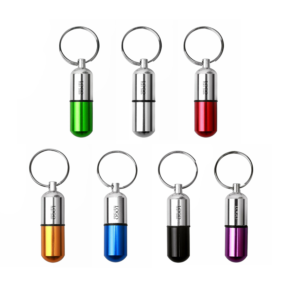 Custom Aluminium Pill Case Keychain Multi Color