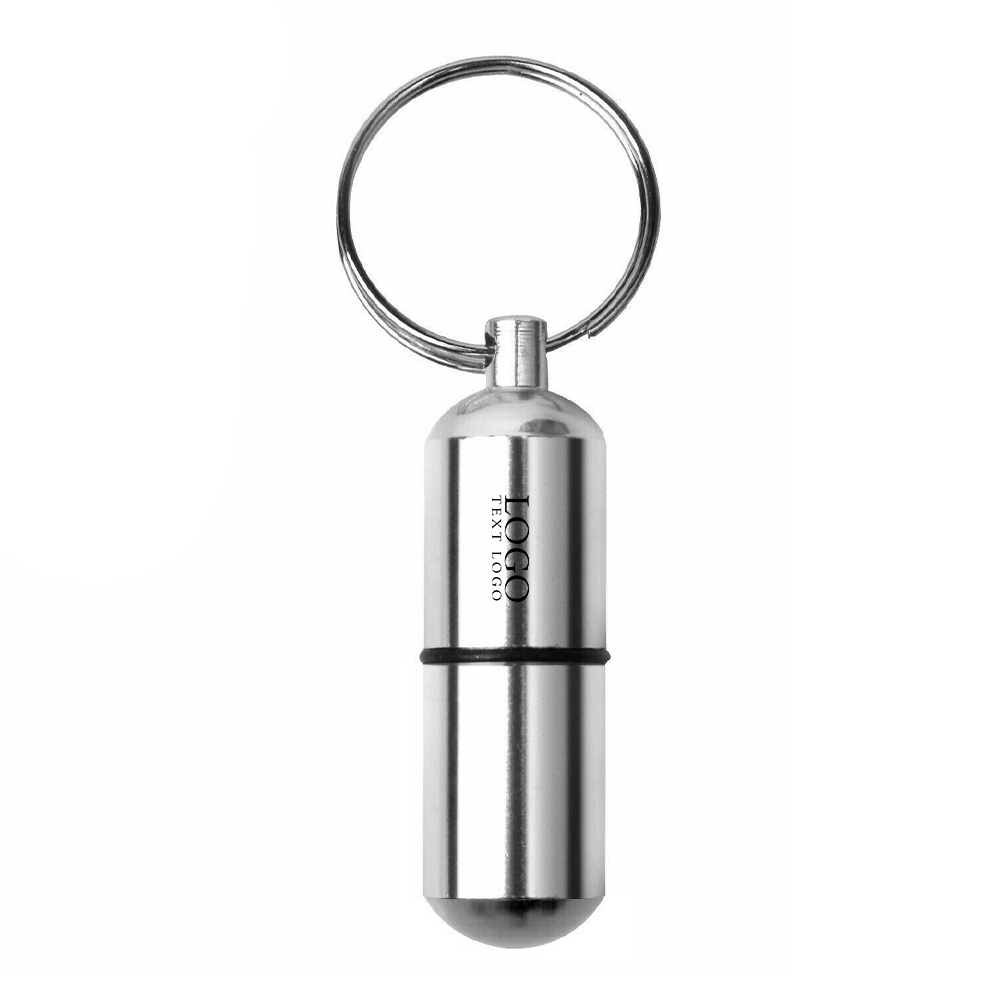 Custom Aluminium Pill Case Keychain Silver with Logo
