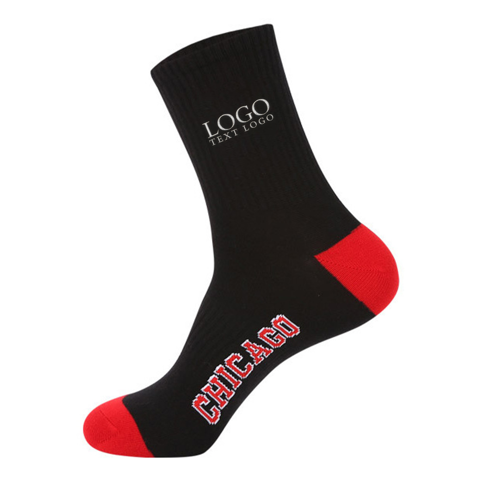 Custom Cotton Sports Sock Black with Logo