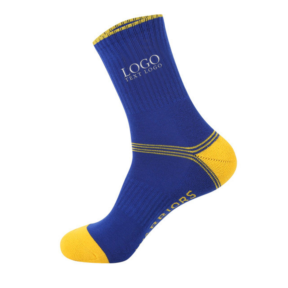 Custom Cotton Sports Sock Blue with Logo