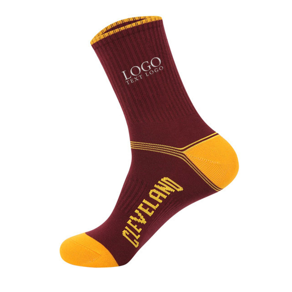 Custom Cotton Sports Sock Maroon with Logo
