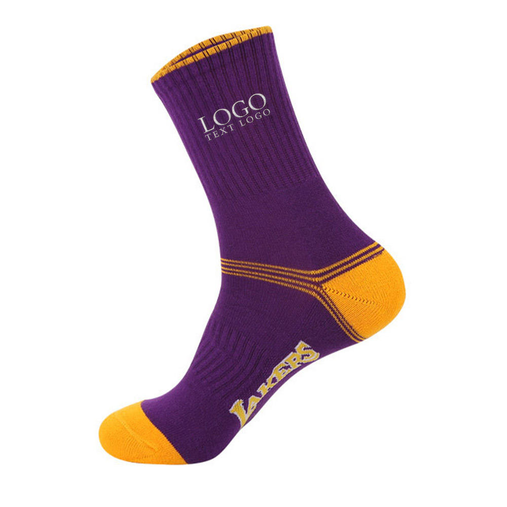 Custom Cotton Sports Sock Purple with Logo