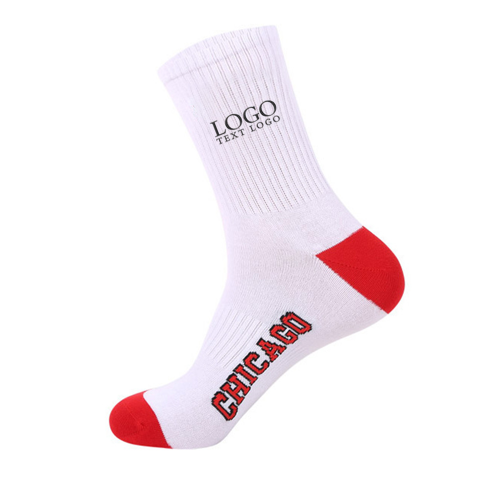 Custom Cotton Sports Sock White with Logo