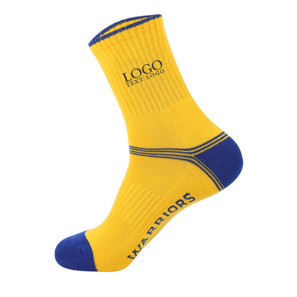 Custom Cotton Sports Sock Yellow with Logo