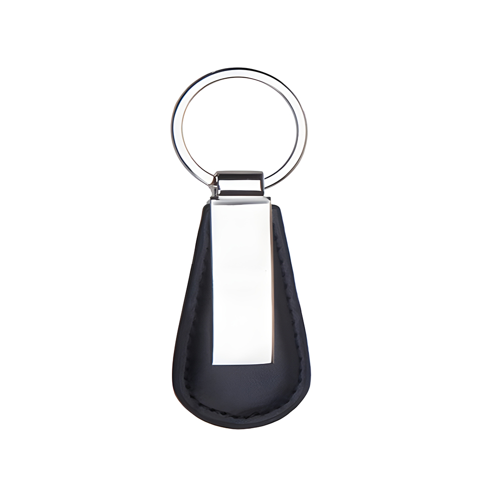 Custom PU Leather Drop Shaped Keychain Black