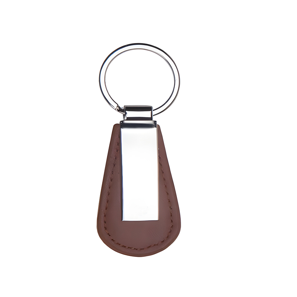 Custom PU Leather Drop Shaped Keychain Brown