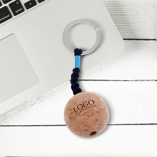 Custom Wood Cork Ball Keychain