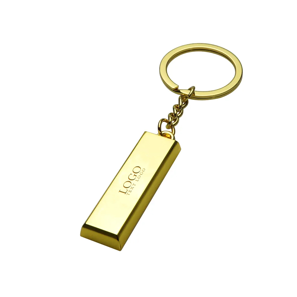 Gold Bric Shape Key Chain with Logo