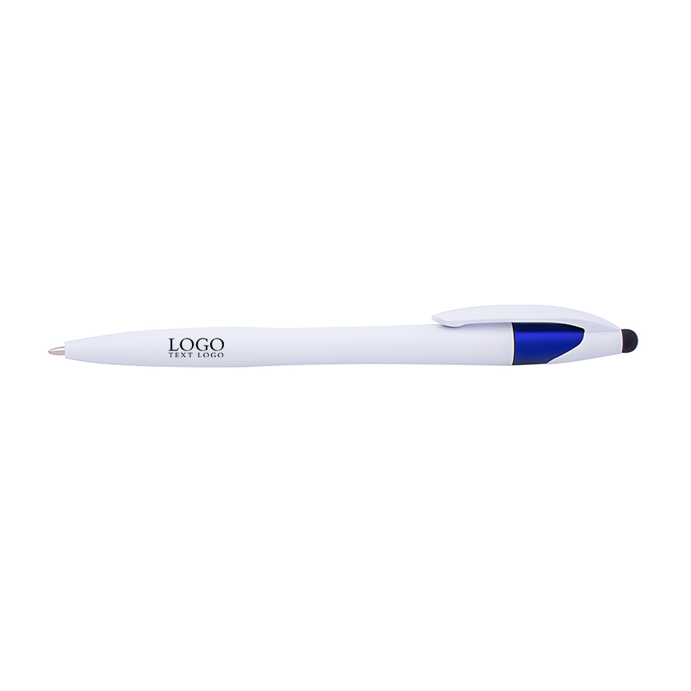 Isla White Twist Barrel Stylus Pen Blue With Logo