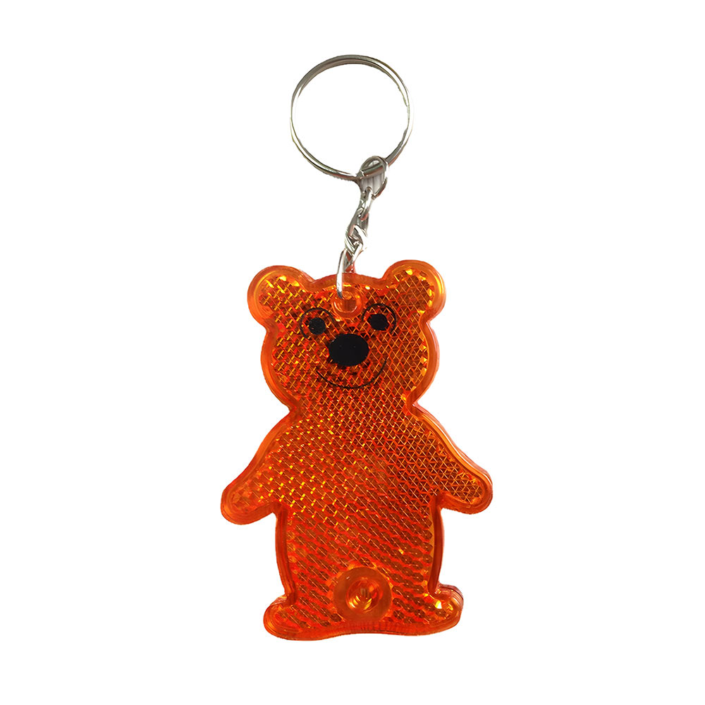 Kids Reflective Neon Bear Keychain Orange