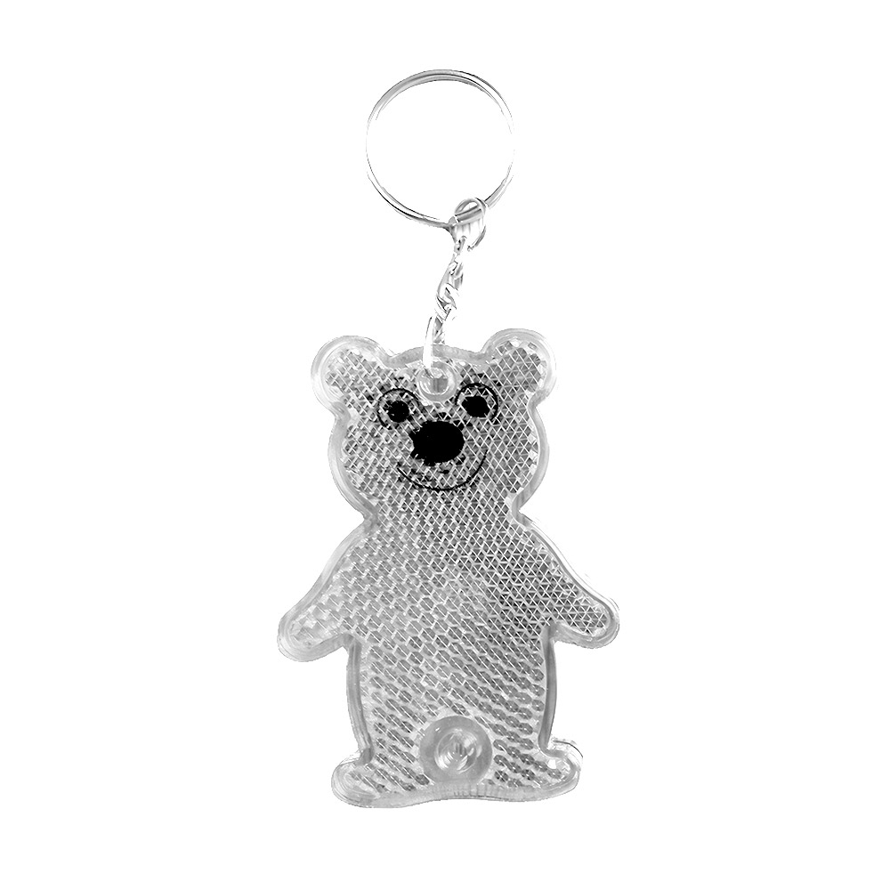 Kids Reflective Neon Bear Keychain White