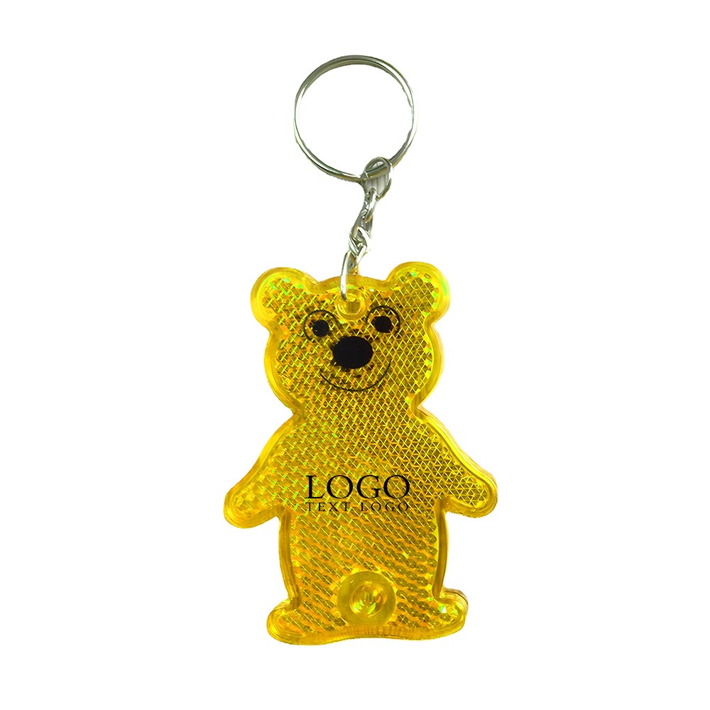 Kids Reflective Neon Bear Keychain Yellow with Logo