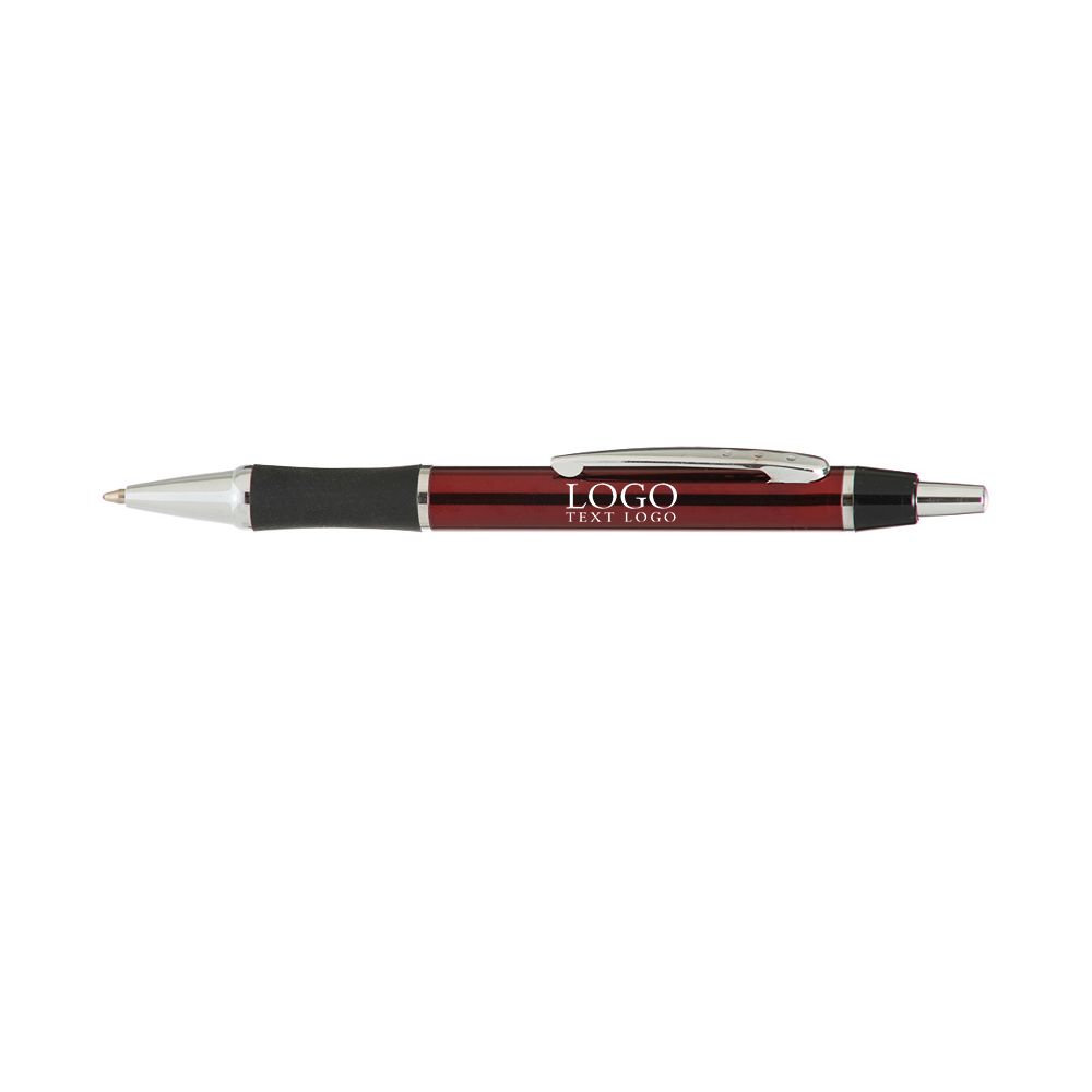 Metallic Action Pen With Shiny Chrome Trims Maroon With Logo