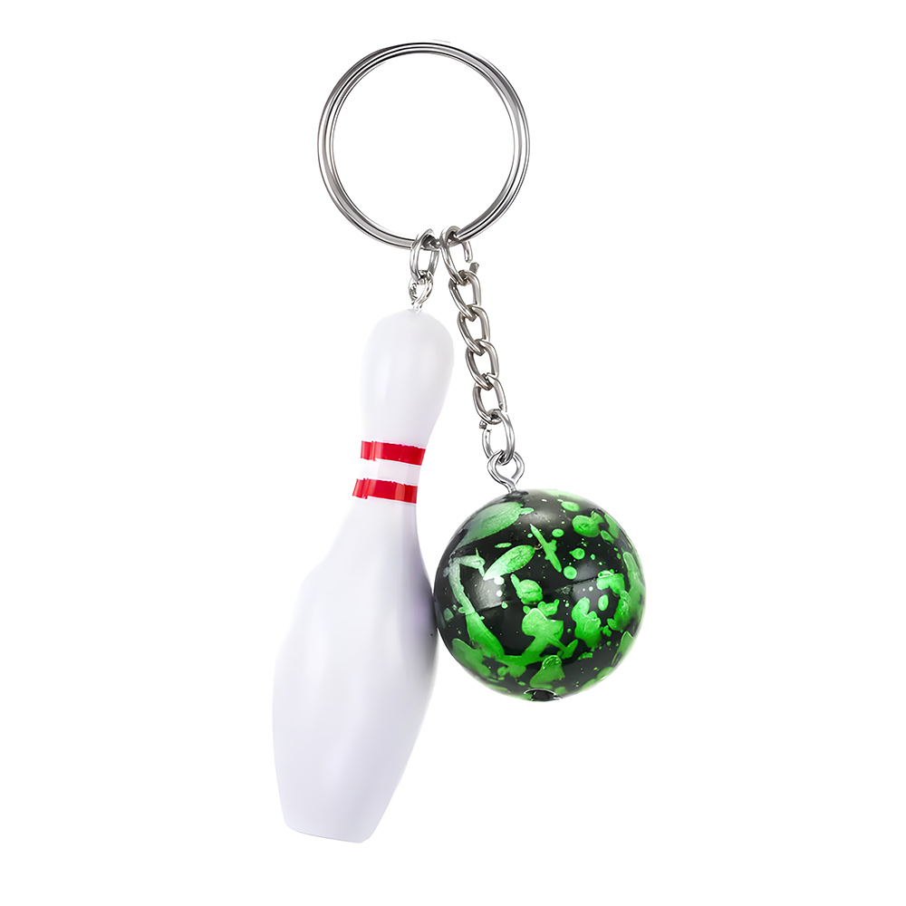 Plastic Mini Bowling Pin Keychain Green