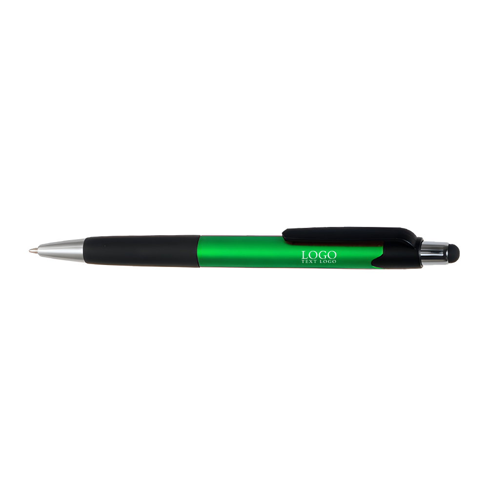 Plastic Pen with Touch Screen Stylus Green With Logo