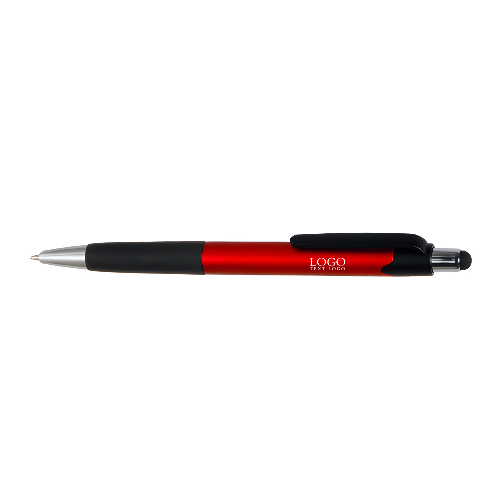 Plastic Pen with Touch Screen Stylus Red With Logo