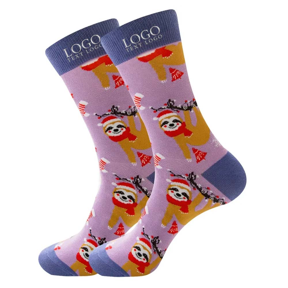 Purple Christmas Socks with Logo