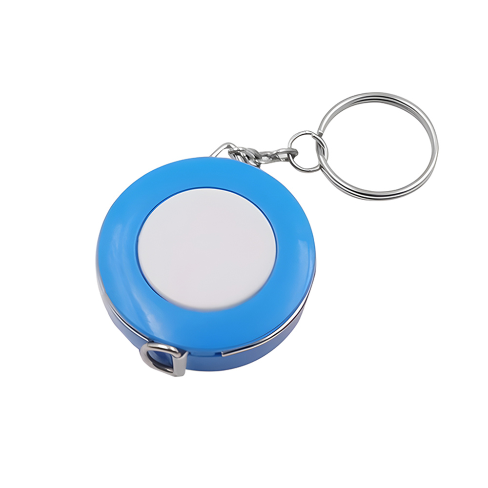 Retractable Plastic Round Tape Measure Keychain Blue
