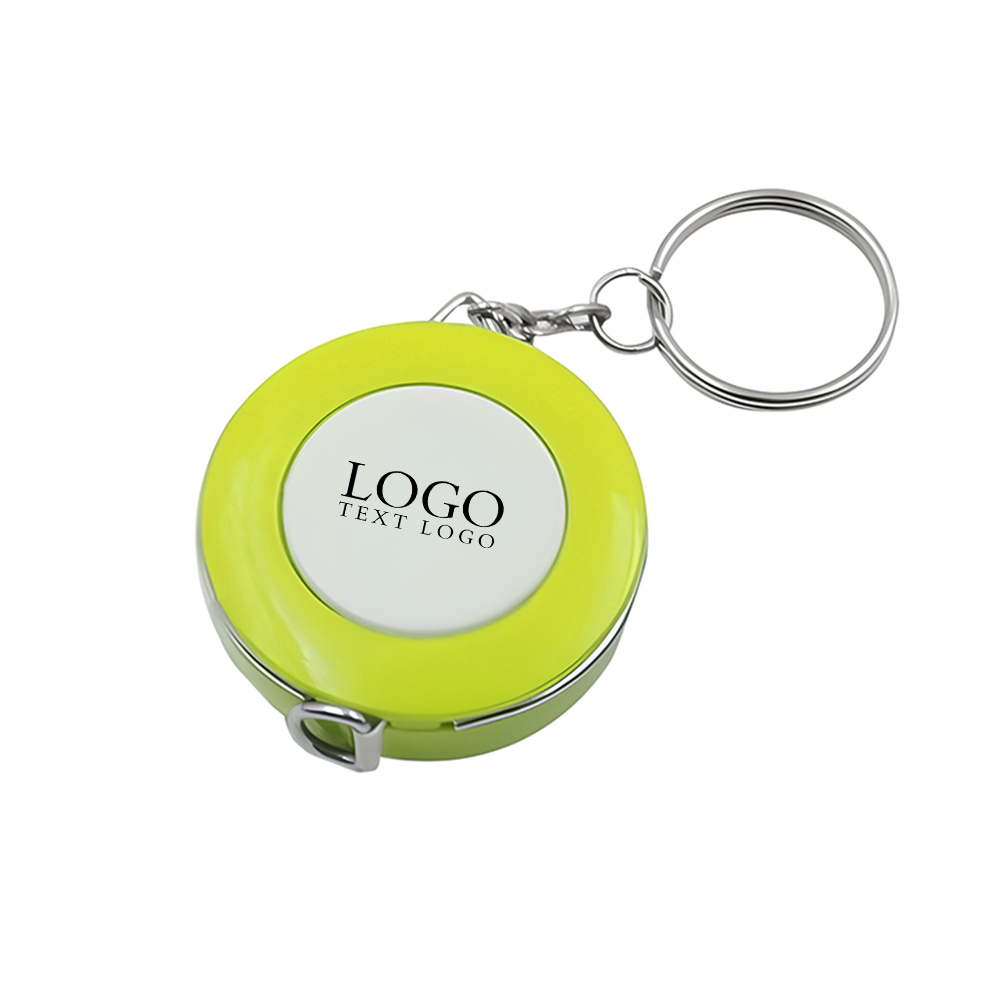 Retractable Plastic Round Tape Measure Keychain Green with Logo