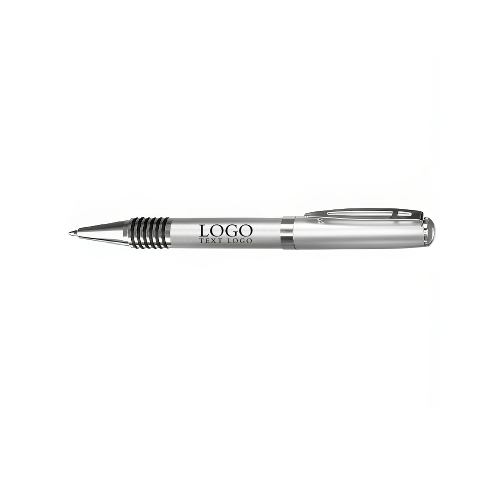Ribbed Rubber Grip Pens Silver With Logo