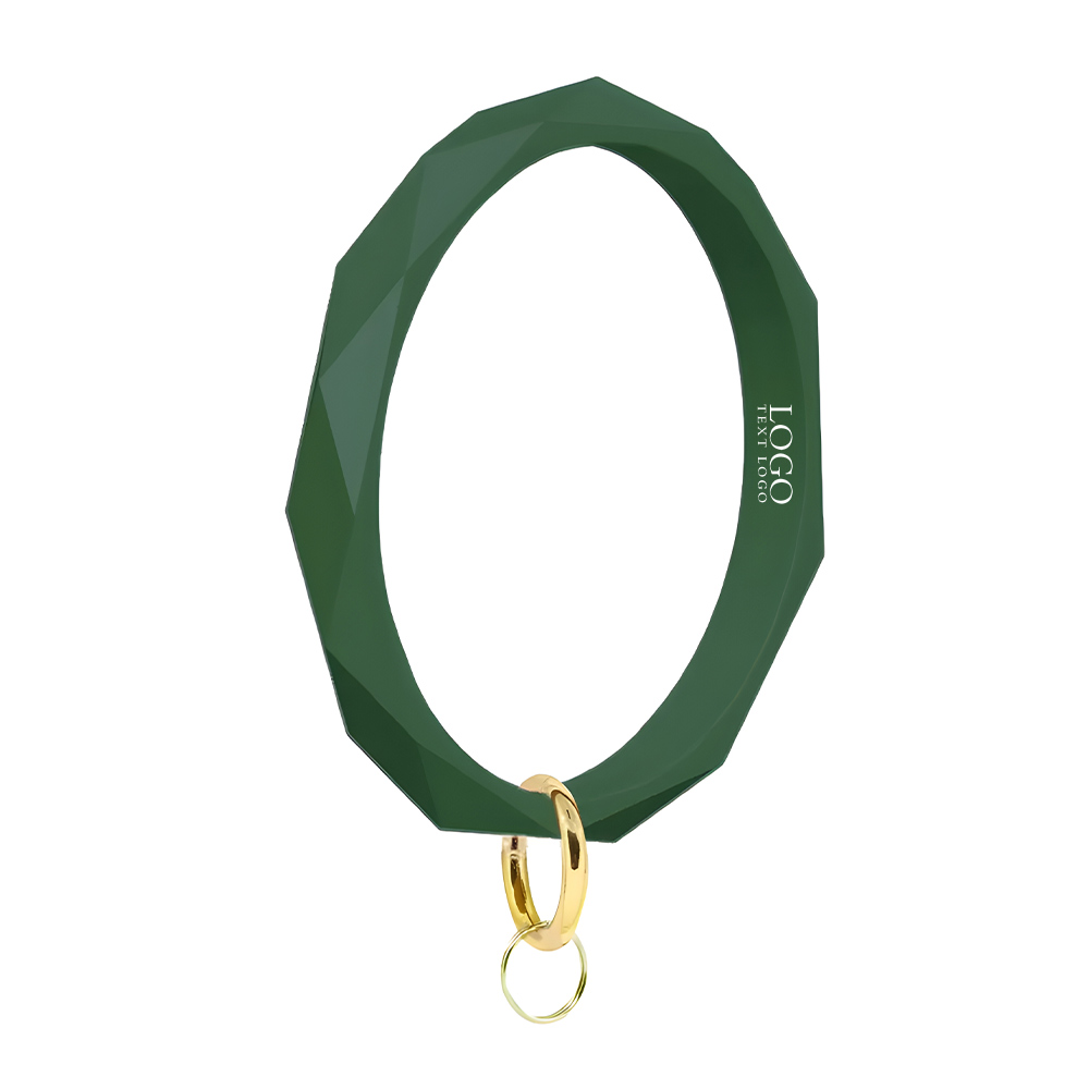 Silicone Bracelet Wristlet Keychain Green with Logo