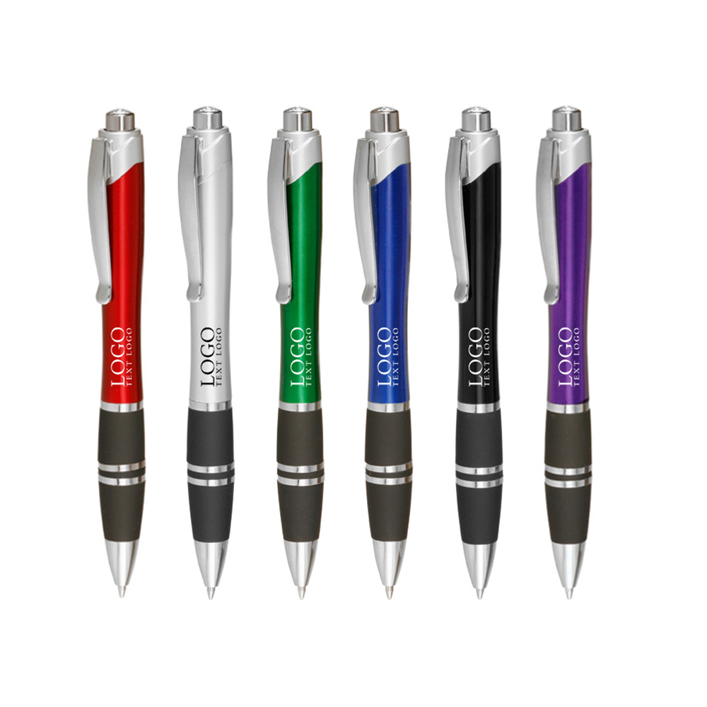 Silver Accent Grip Plastic Pen Group