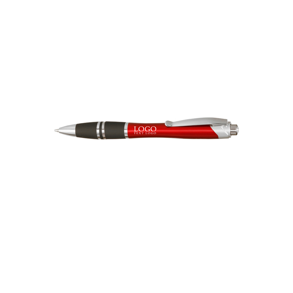 Silver Accent Grip Plastic Pen Red With Logo