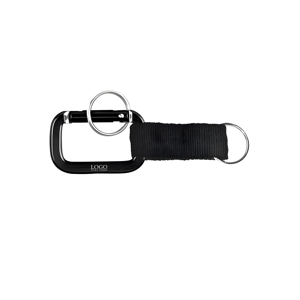 Square Aluminum Carabiner with Strap Black with Logo