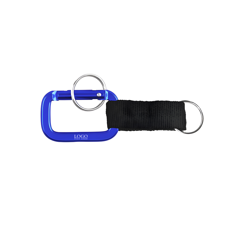 Square Aluminum Carabiner with Strap Blue with Logo