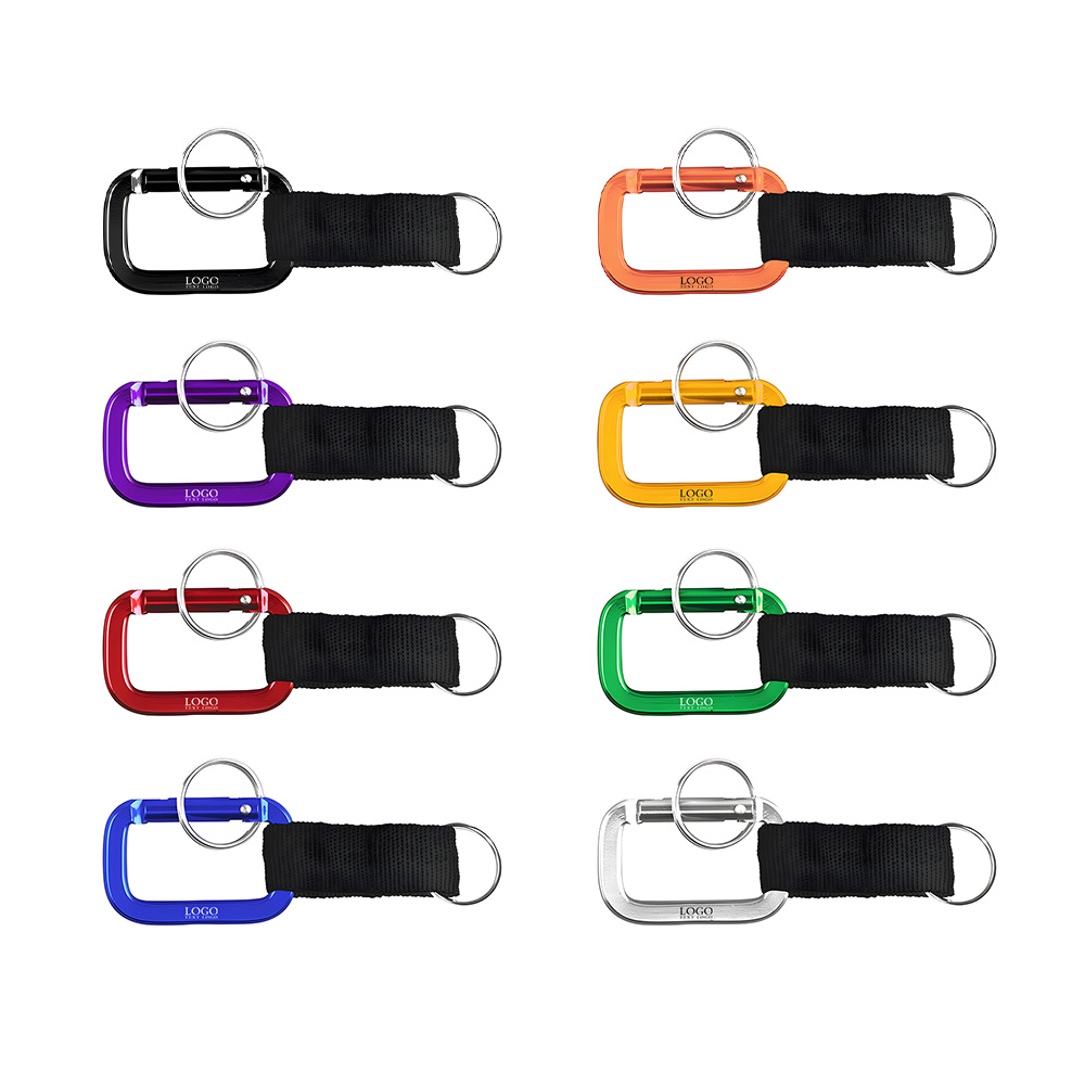Square Aluminum Carabiner with Strap Free Shipping