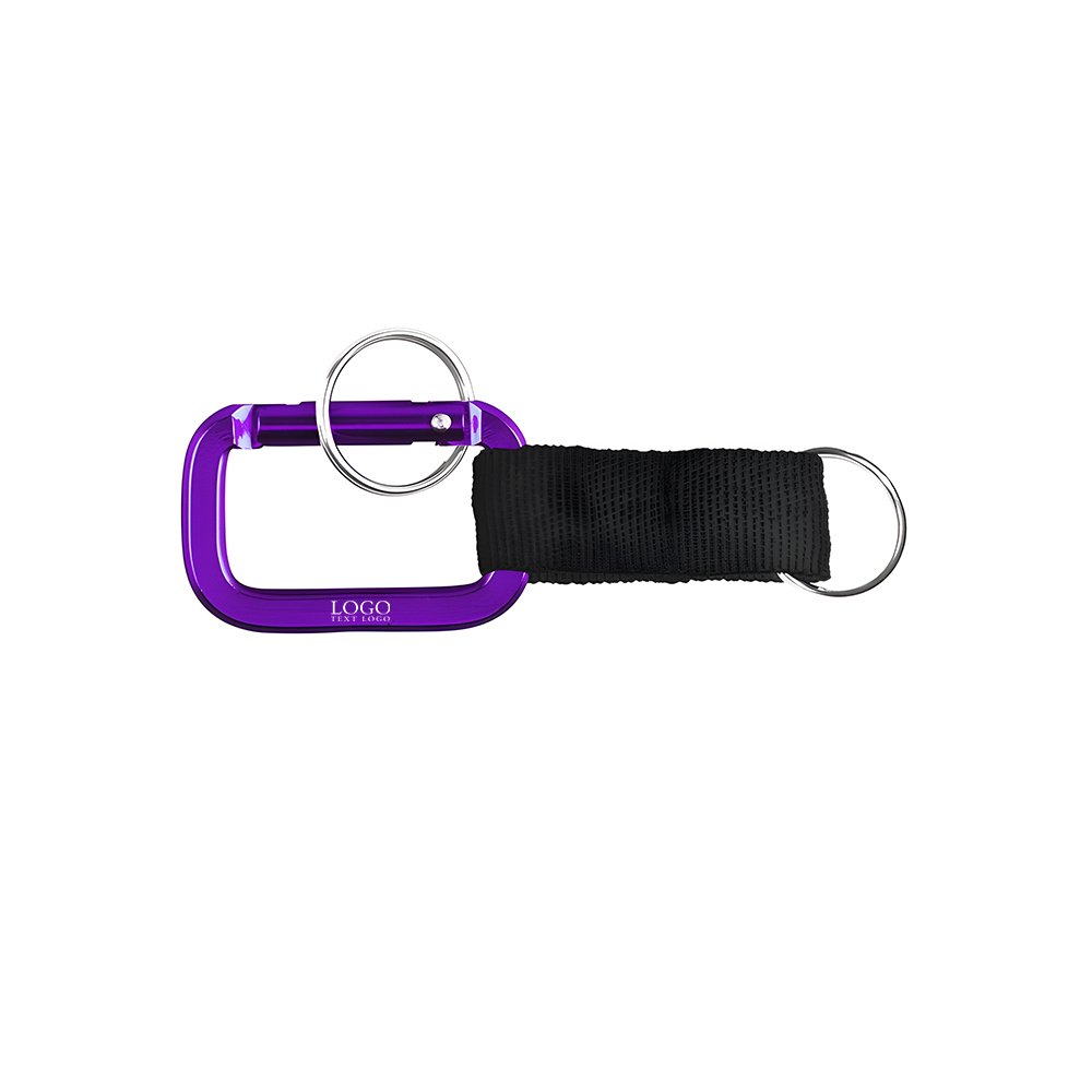 Square Aluminum Carabiner with Strap Purple with Logo