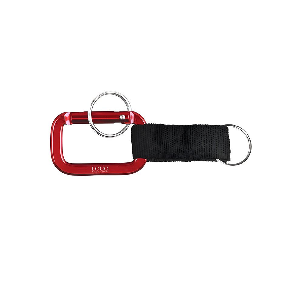 Square Aluminum Carabiner with Strap Red with Logo