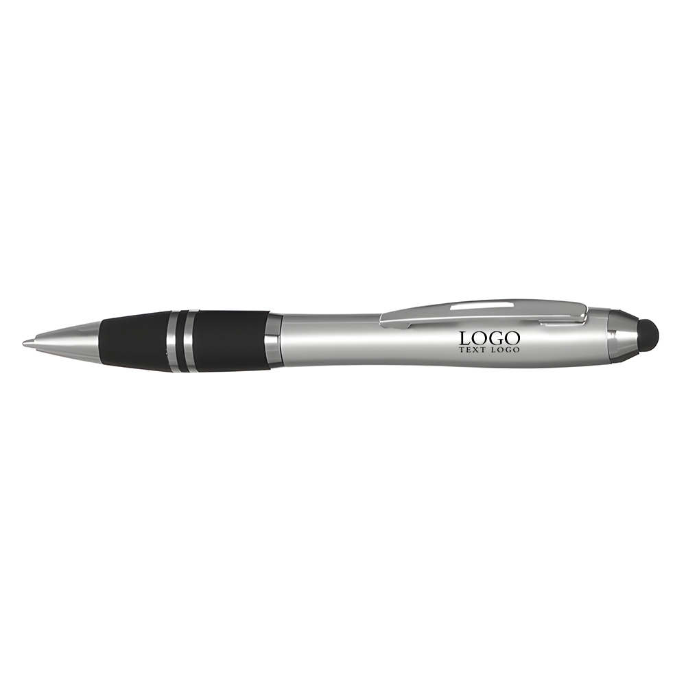 Stylus Grip Ballpoint Pens Silver With Logo