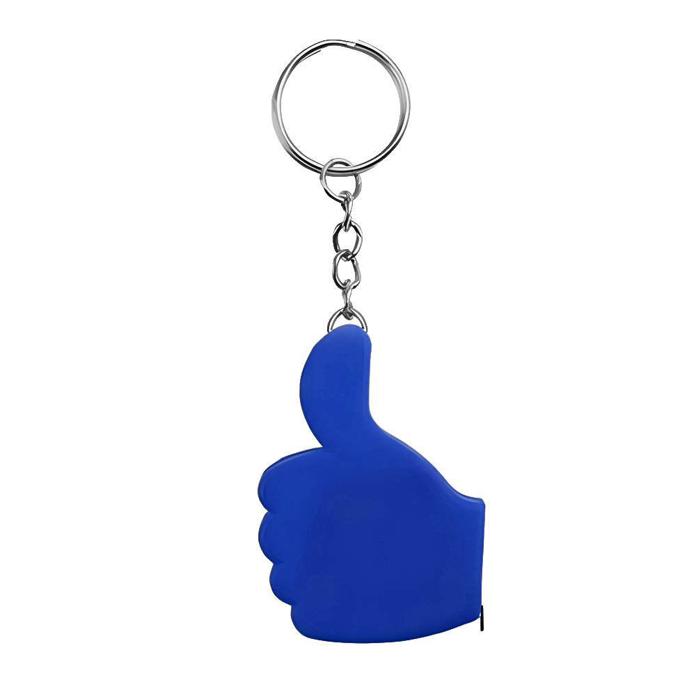 Thumb Shaped Tape Measure Keychain Blue