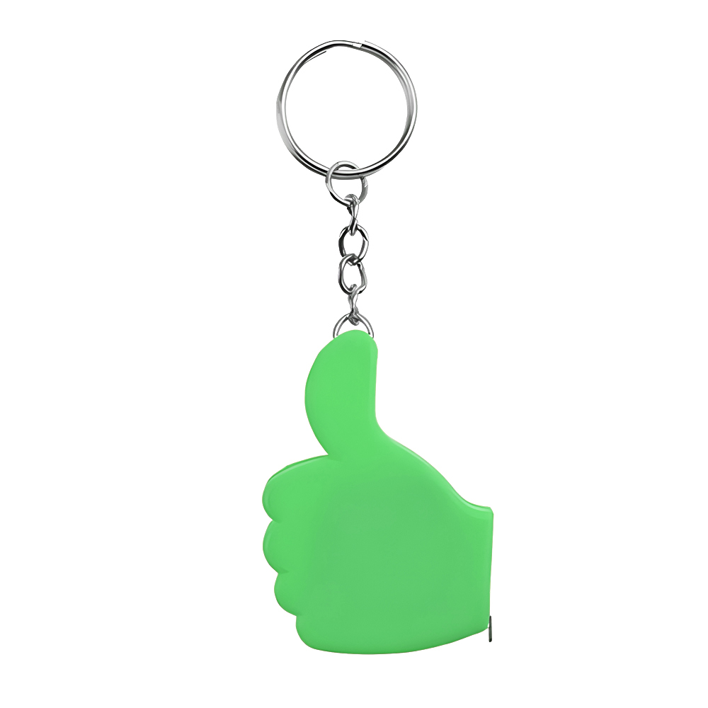 Thumb Shaped Tape Measure Keychain Green