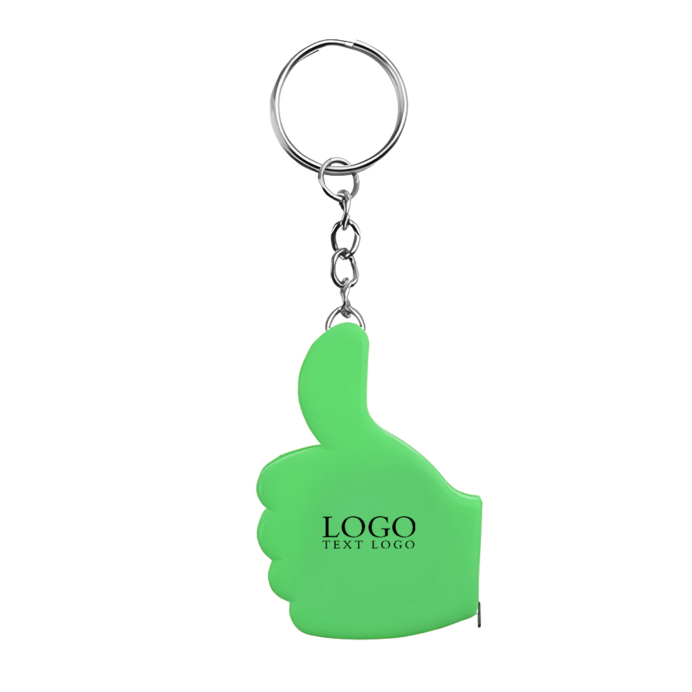 Thumb Shaped Tape Measure Keychain Green with Logo