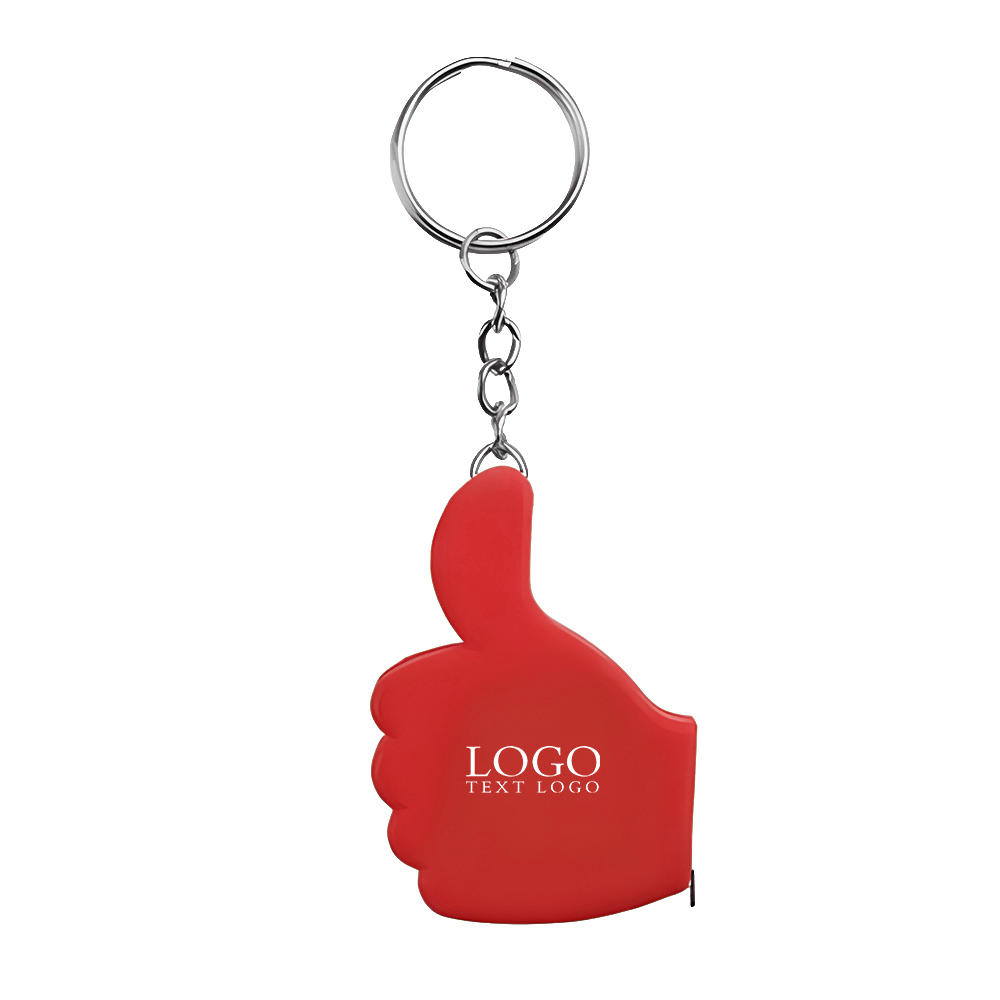 Thumb Shaped Tape Measure Keychain Red with Logo