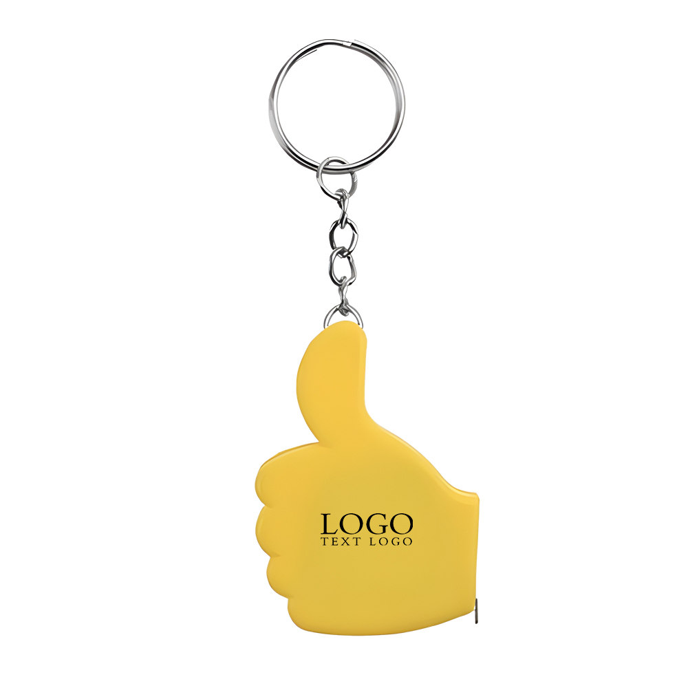Thumb Shaped Tape Measure Keychain Yellow with Logo