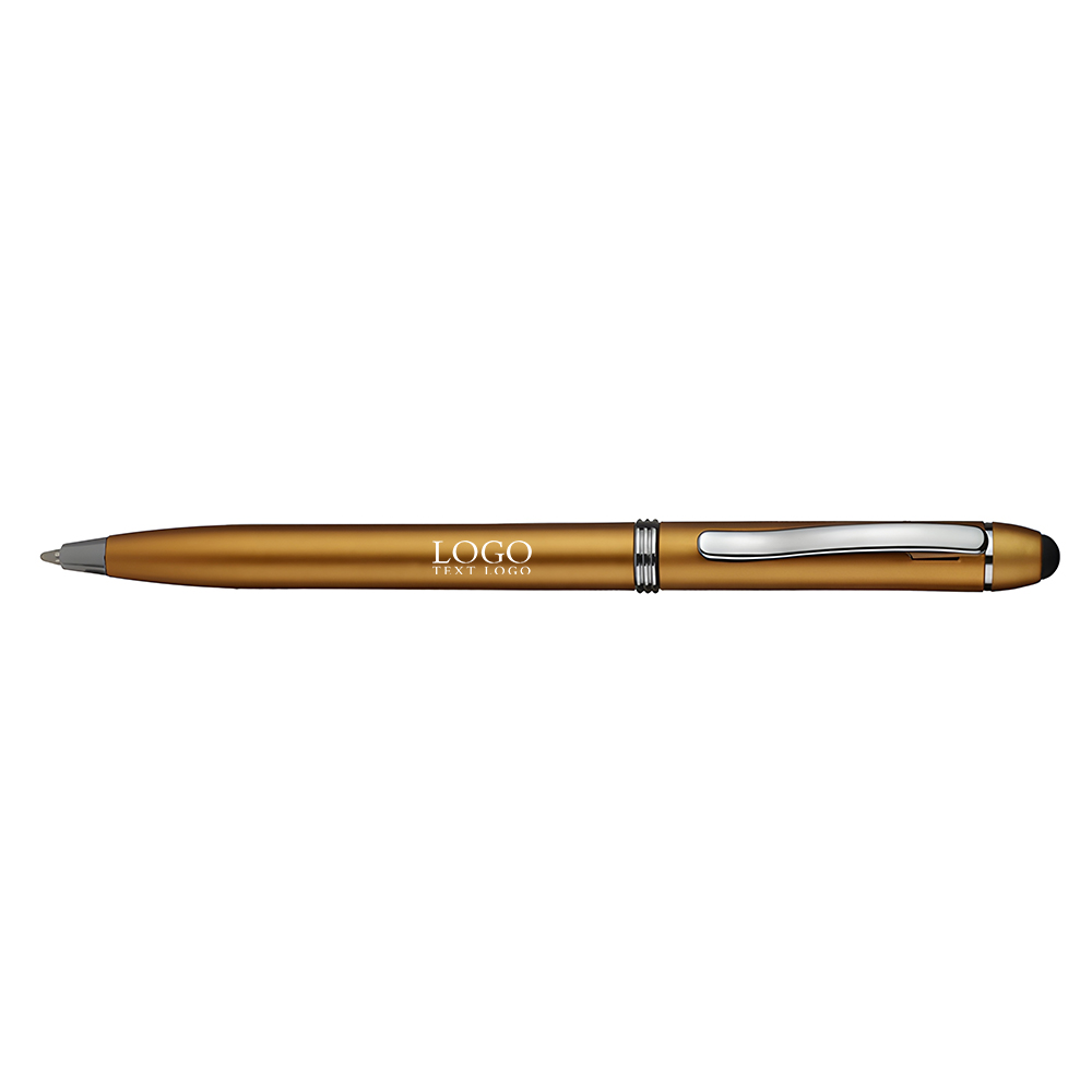 Twist Action Plastic Stylus Pens Gold With Logo