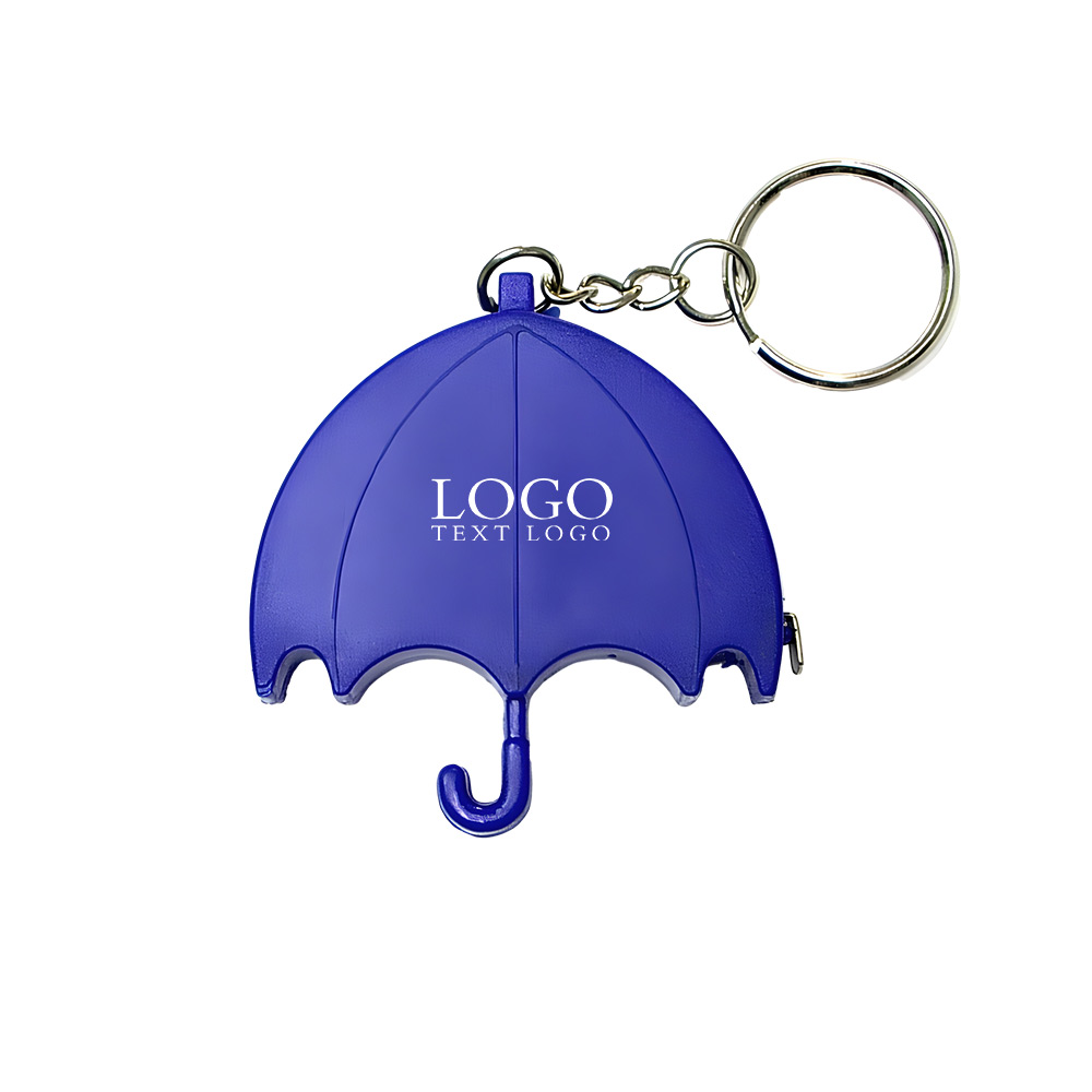 Umbrella Shape Tape Measure Keychain Blue with Logo