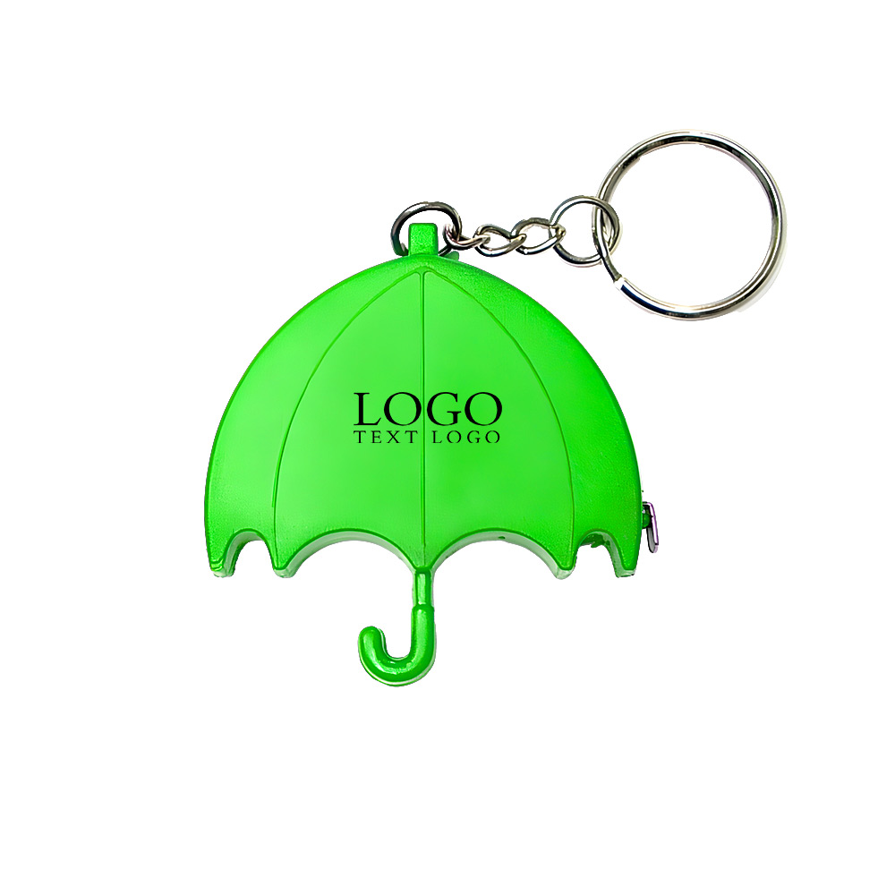 Umbrella Shape Tape Measure Keychain Green with Logo