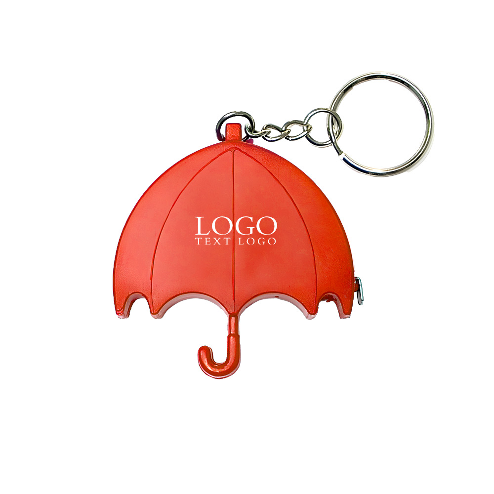 Umbrella Shape Tape Measure Keychain Red with Logo