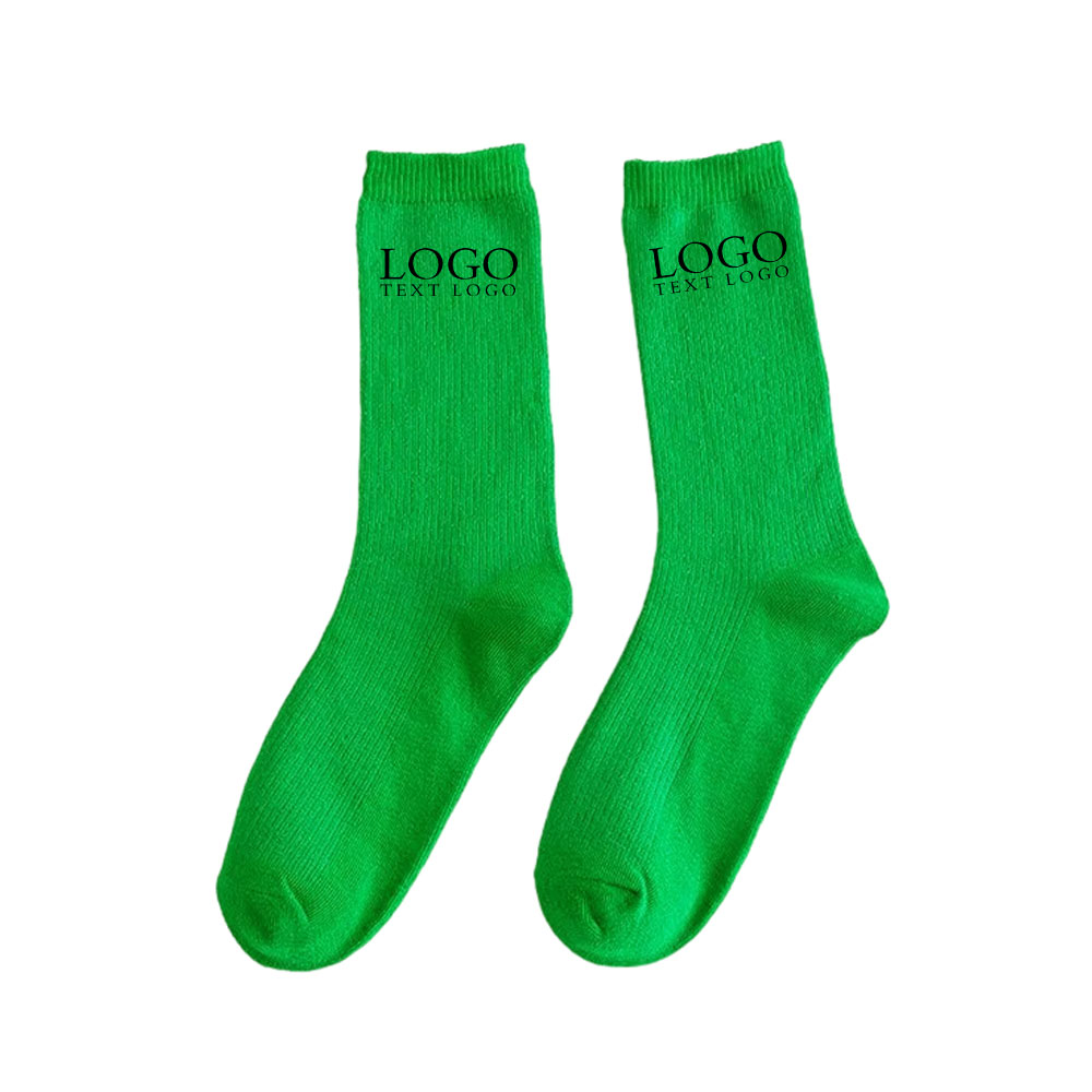 Vertical Cotton Basketball Socks Green with Logo