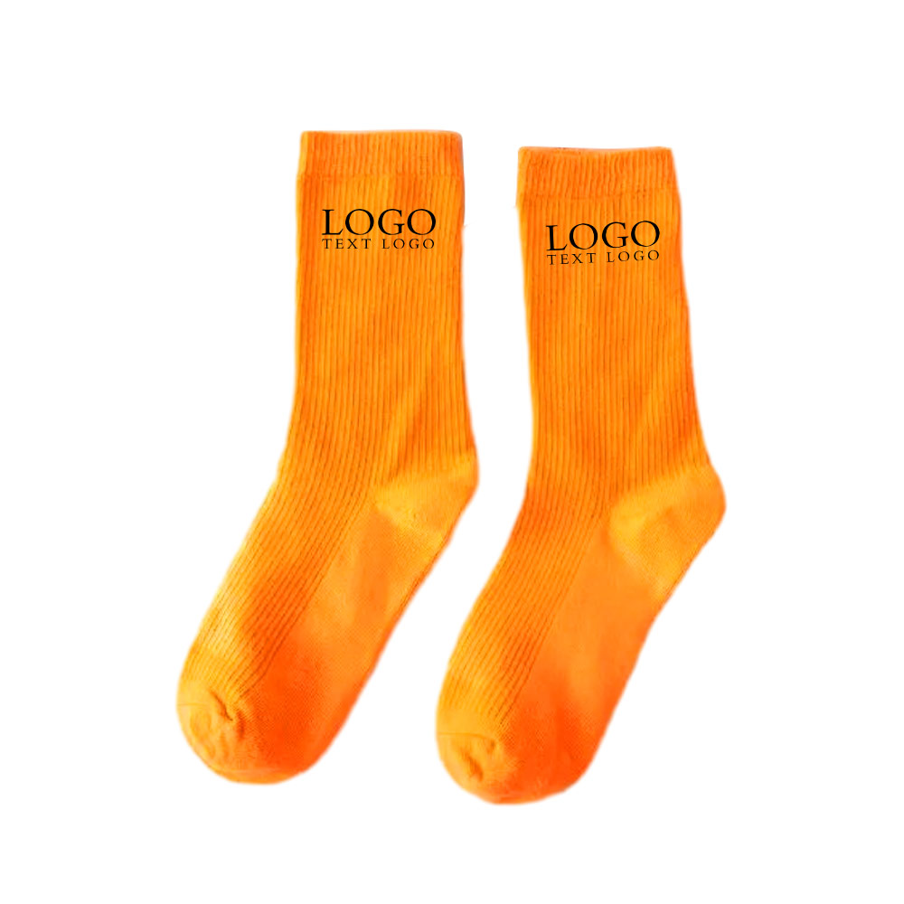 Vertical Cotton Basketball Socks Orange with Logo