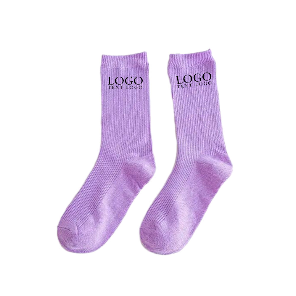 Vertical Cotton Basketball Socks Purple with Logo
