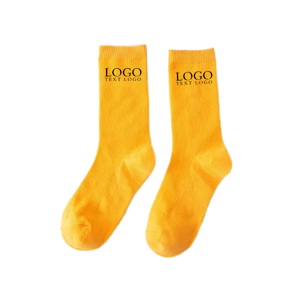 Vertical Cotton Basketball Socks Yellow with Logo